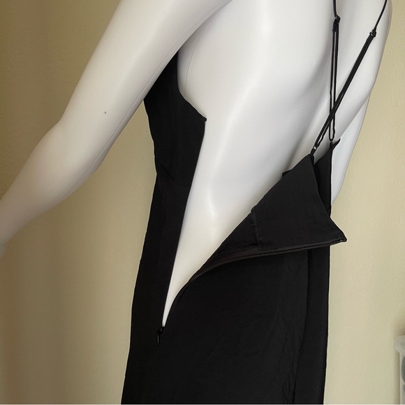 Madewell Layton midi V-neck adjustable cami straps slip dress true black Size 10 - Picture 8 of 12